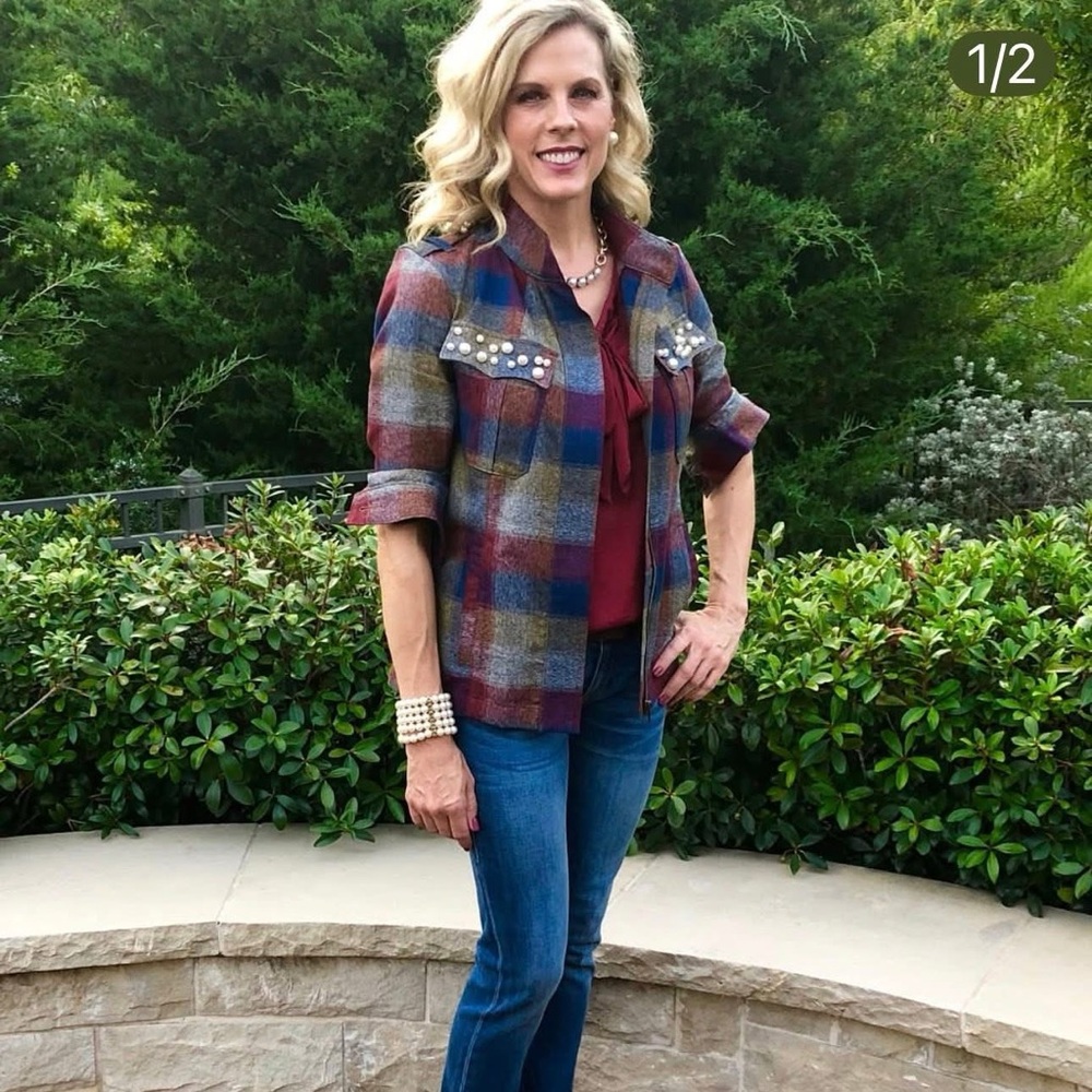 Cabi Plaid Zipup Jacket Medium #3555